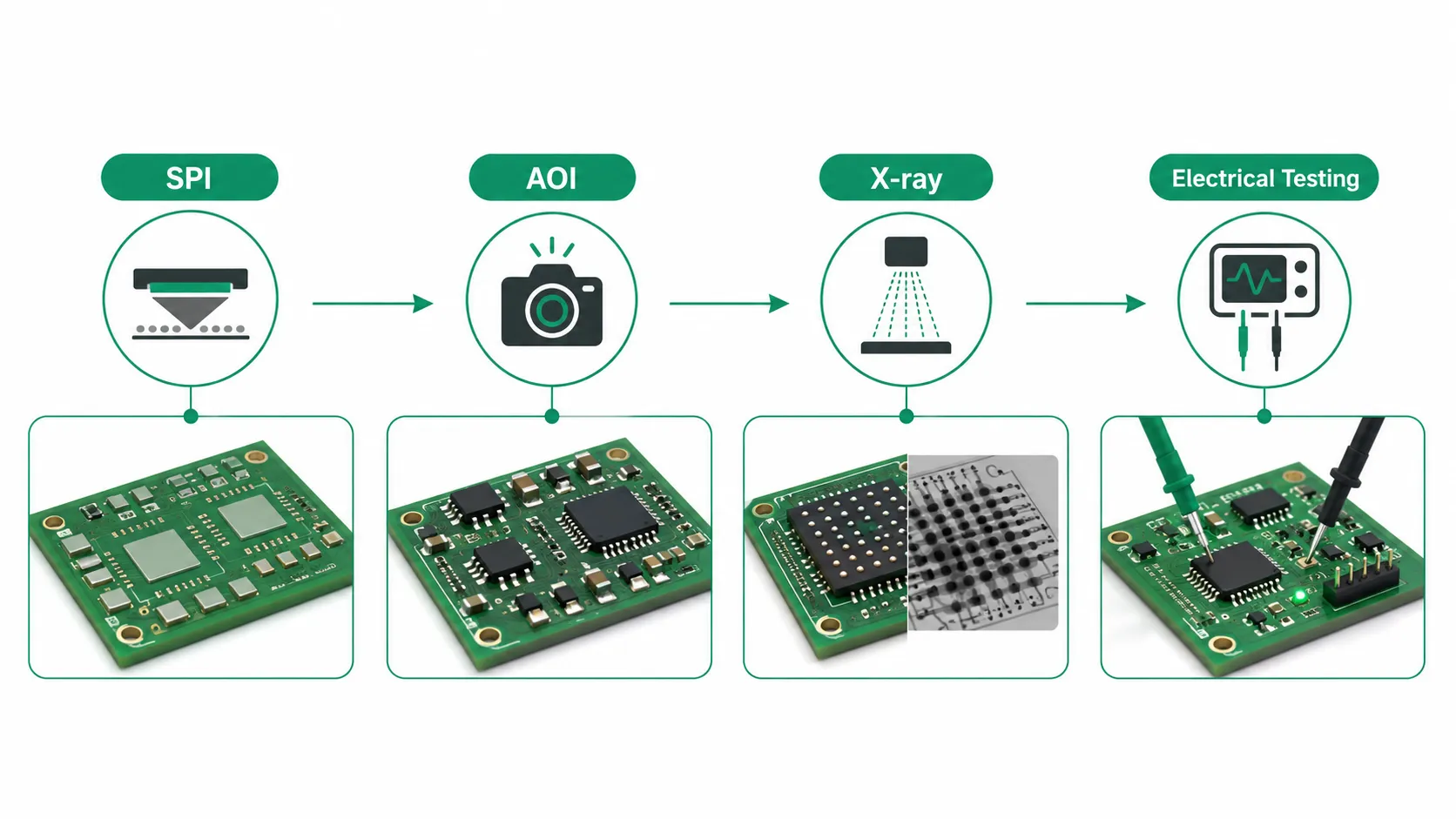 SPI AOI X-ray and electrical testing SPI AOI X-ray and electrical testing